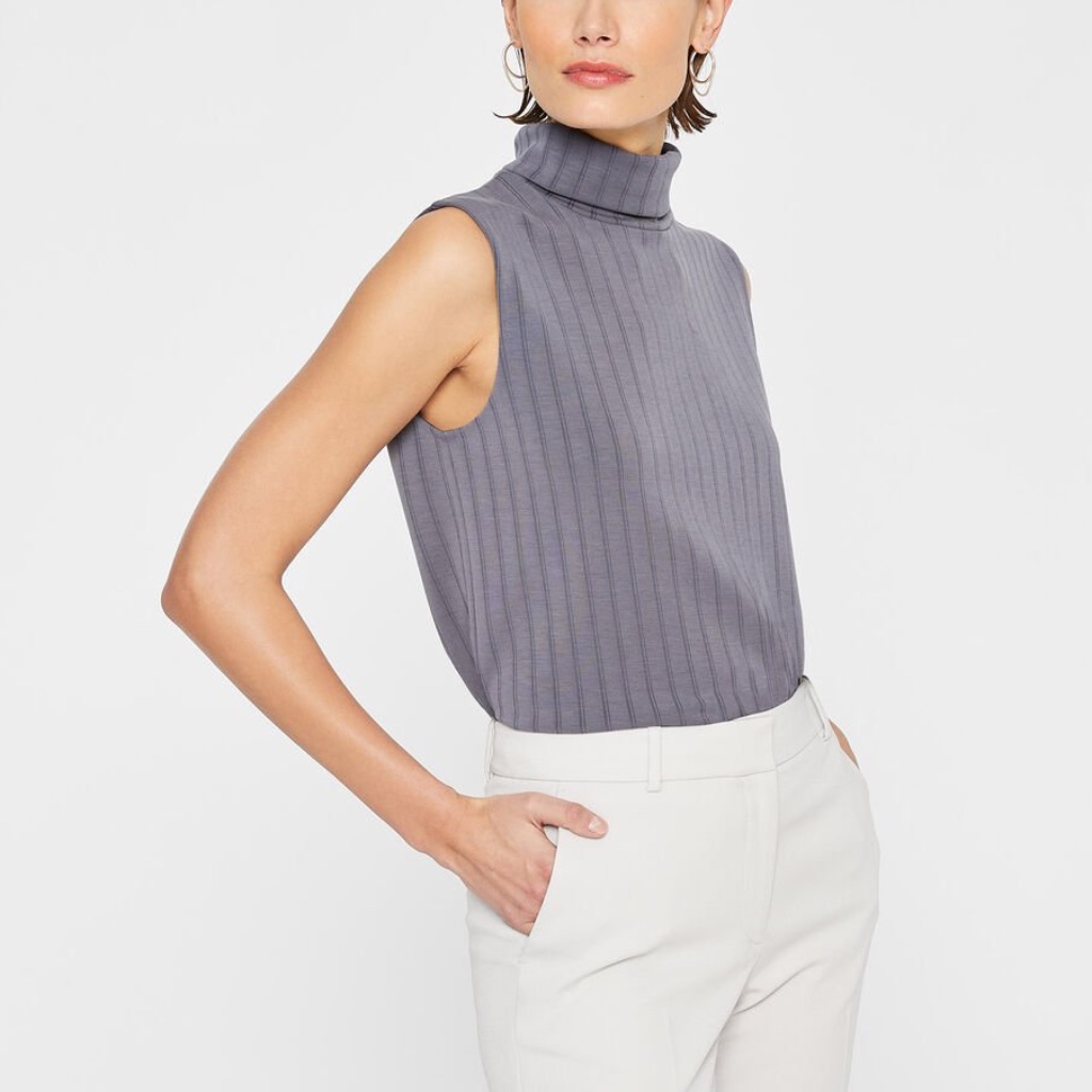 Rib Sandwash Funnel Neck  Brand New  Never Worn  Dk Grey